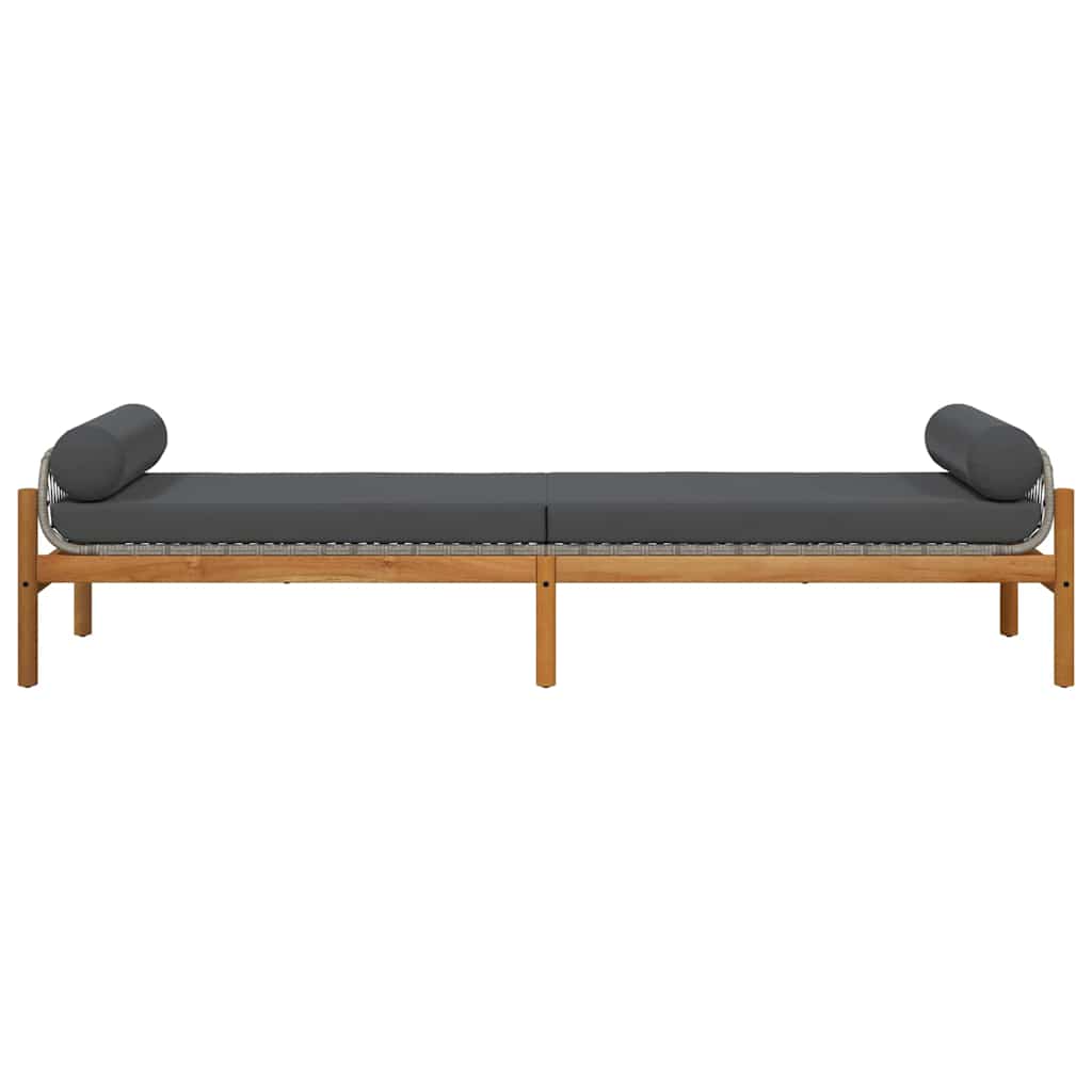 Ławka ogrodowa z poduszką polirattan i drewno akacjowe - szara, 1 - number 4.