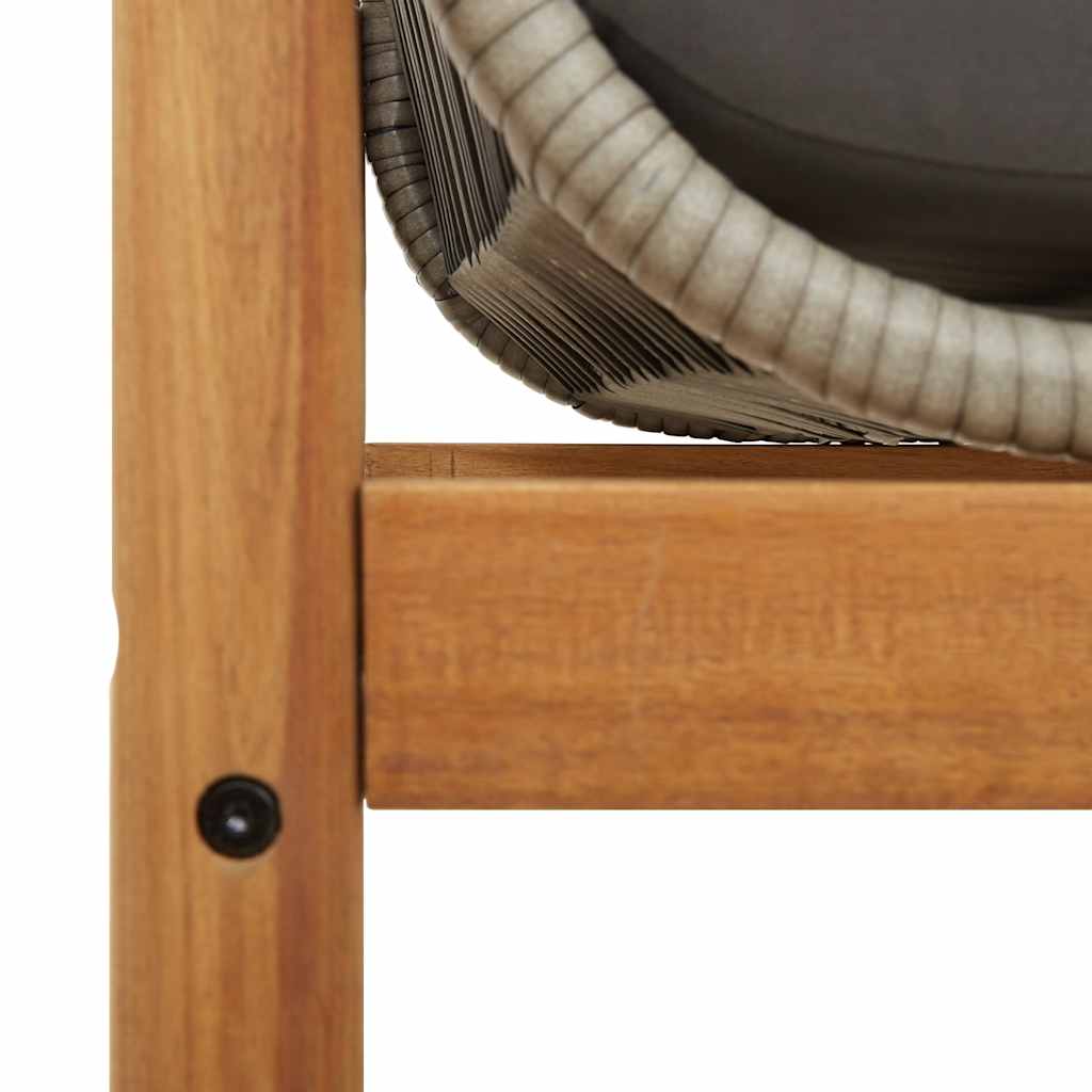 Ławka ogrodowa z poduszką polirattan i drewno akacjowe - szara, 1 - number 8.