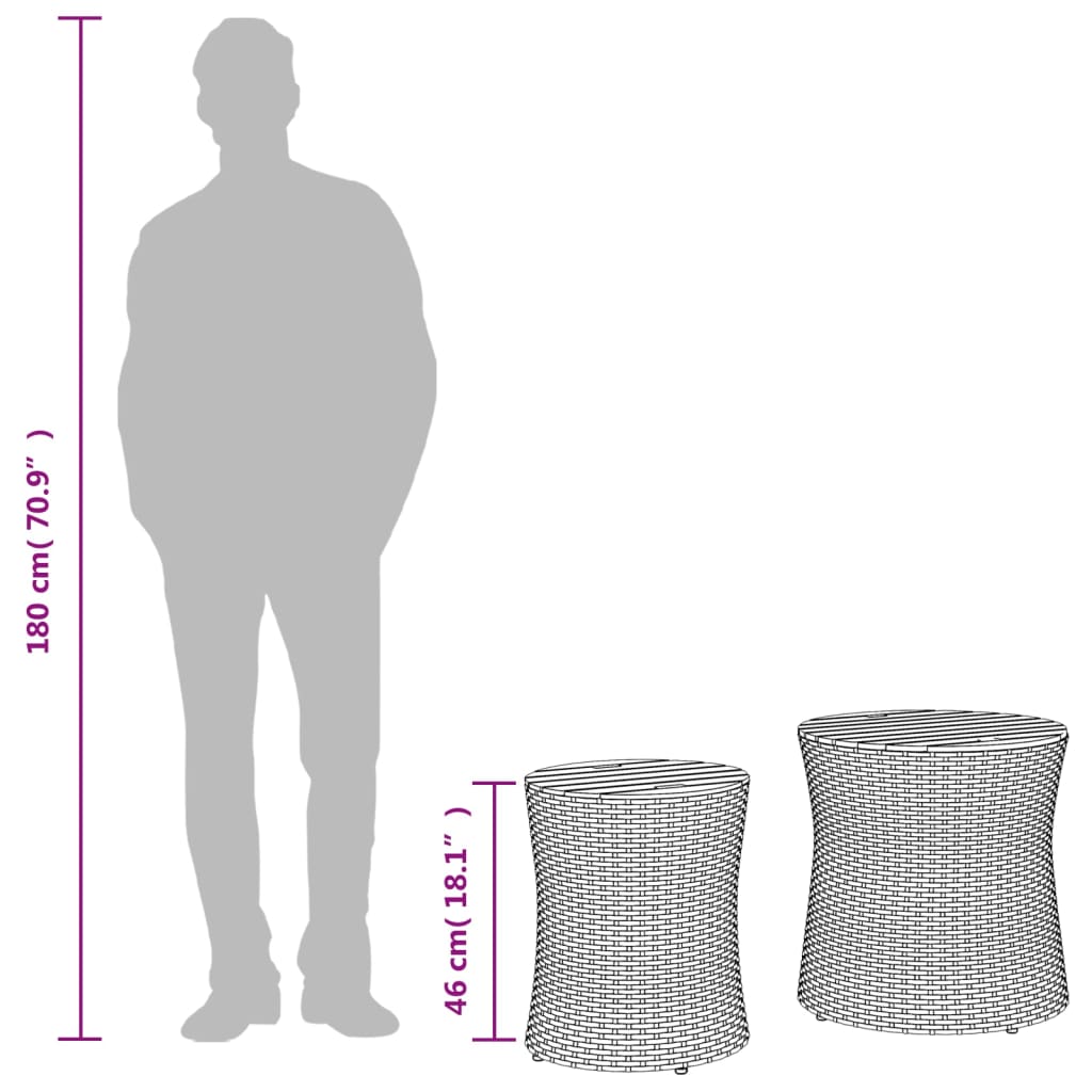 Haveborde 2 stk. med træplade polyrattan - grå, 1, vævet design - number 10.