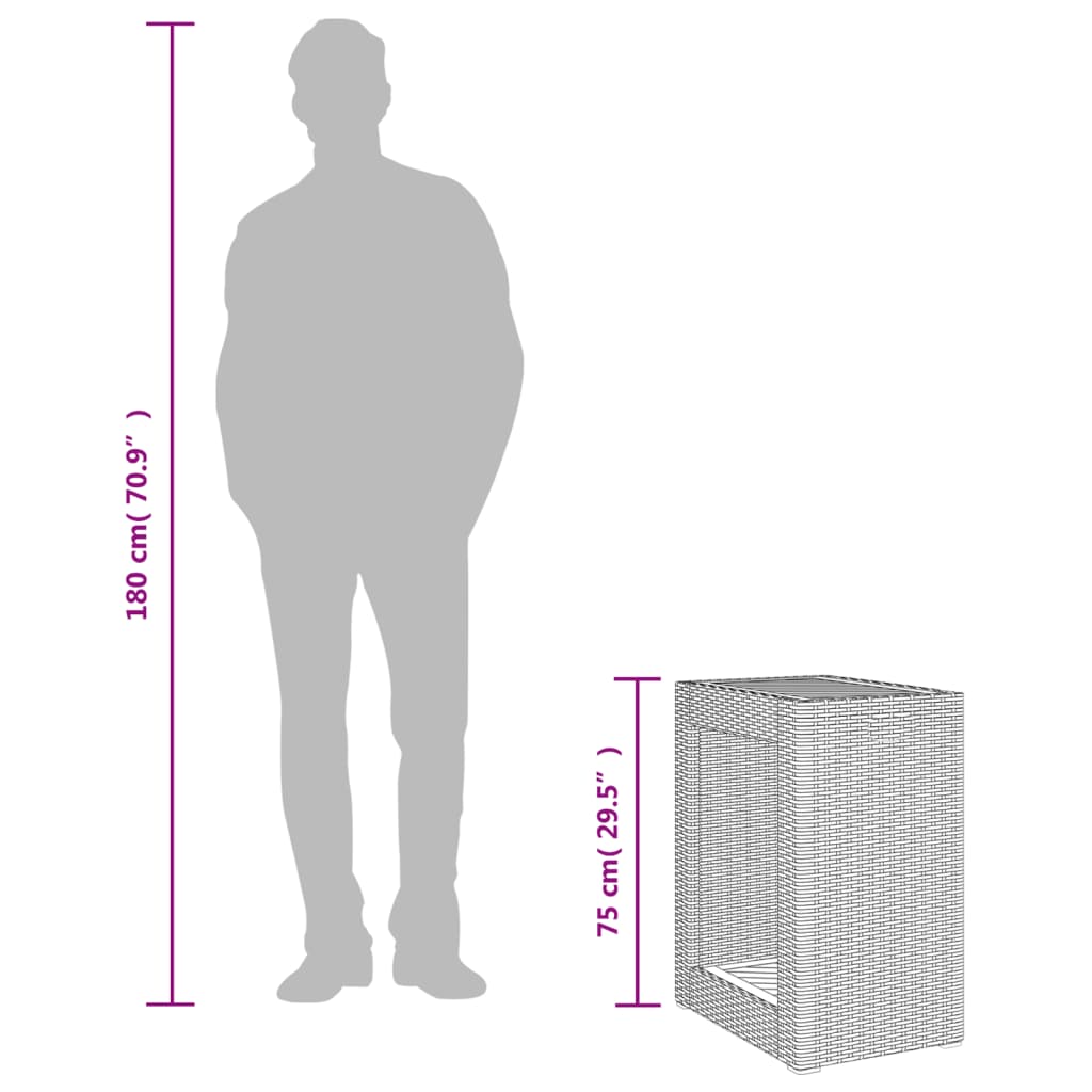Vrtni stol s drvenom pločom od poliratana - sivi, 60 x 40 x 75 cm, 1 - number 10.