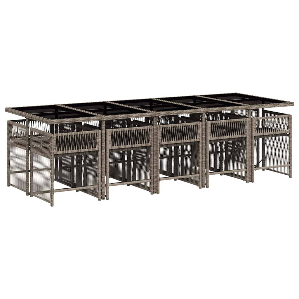 Loungesæt til haven 11 dele med hynder polyrattan - grå, glas, 10 - number 3.