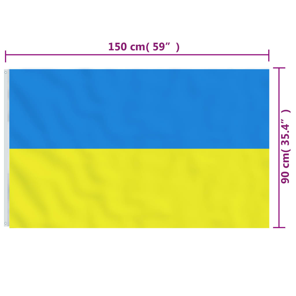 Ukraine flag med messingøjer 90x150 cm - number 4.