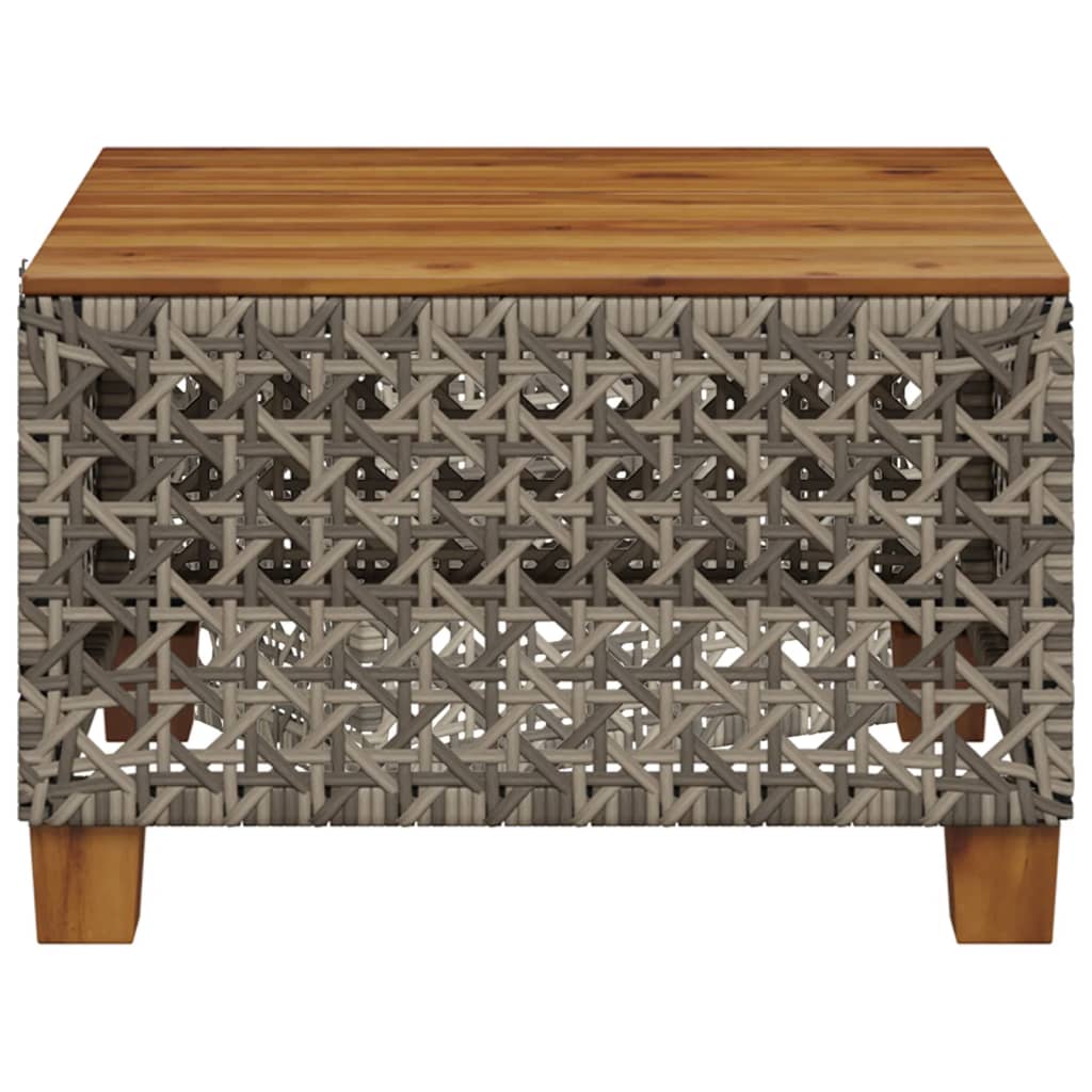 Vrtni stol 55x55x36 cm poliratan i bagremovo drvo - sivi, 1, šuplje tkanje - number 4.