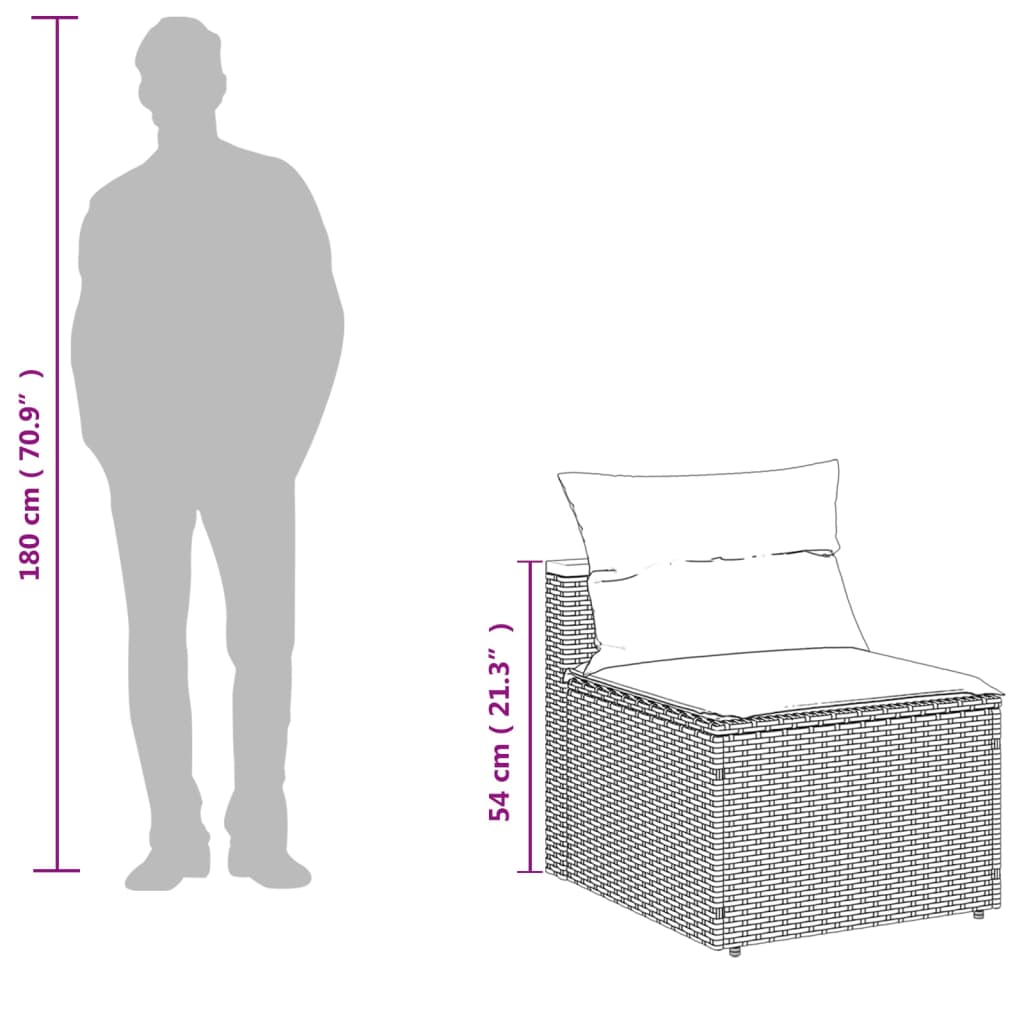Moduli kauča za vrt 2 kom. s jastucima poliratan - siva, 1 - number 10.
