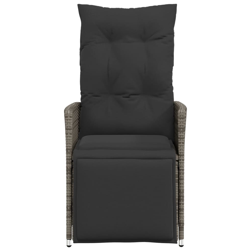 Vrtne fotelje kom. s jastucima poliratan - siva, 2, s tabureom za noge - number 4.