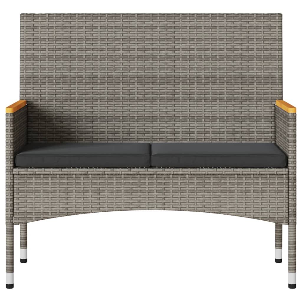 2-personers havebænk med hynder og bord polyrattan - grå - number 5.