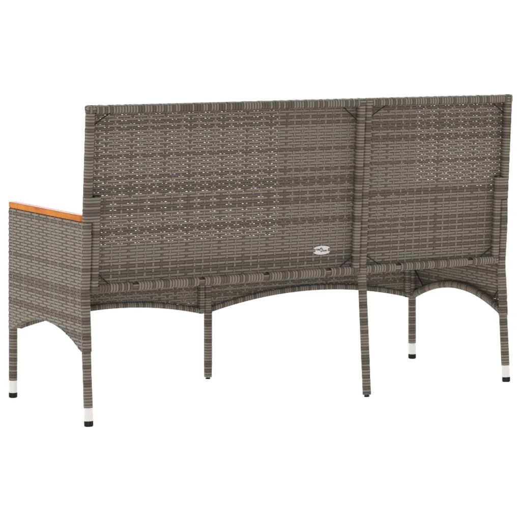 Ławka ogrodowa 3-osobowa z poduszkami polirattan - szara, 1 szt. - number 6.