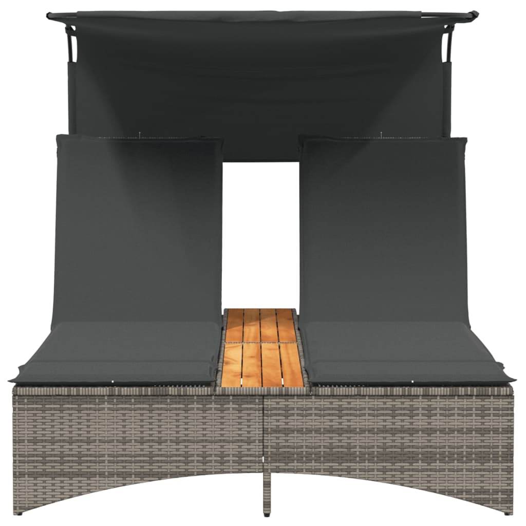 Ležaljka s baldahinom i jastucima poliratan - siva, 1 - number 5.