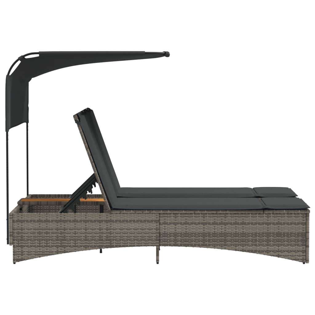 Ležaljka s baldahinom i jastucima poliratan - siva, 1 - number 6.