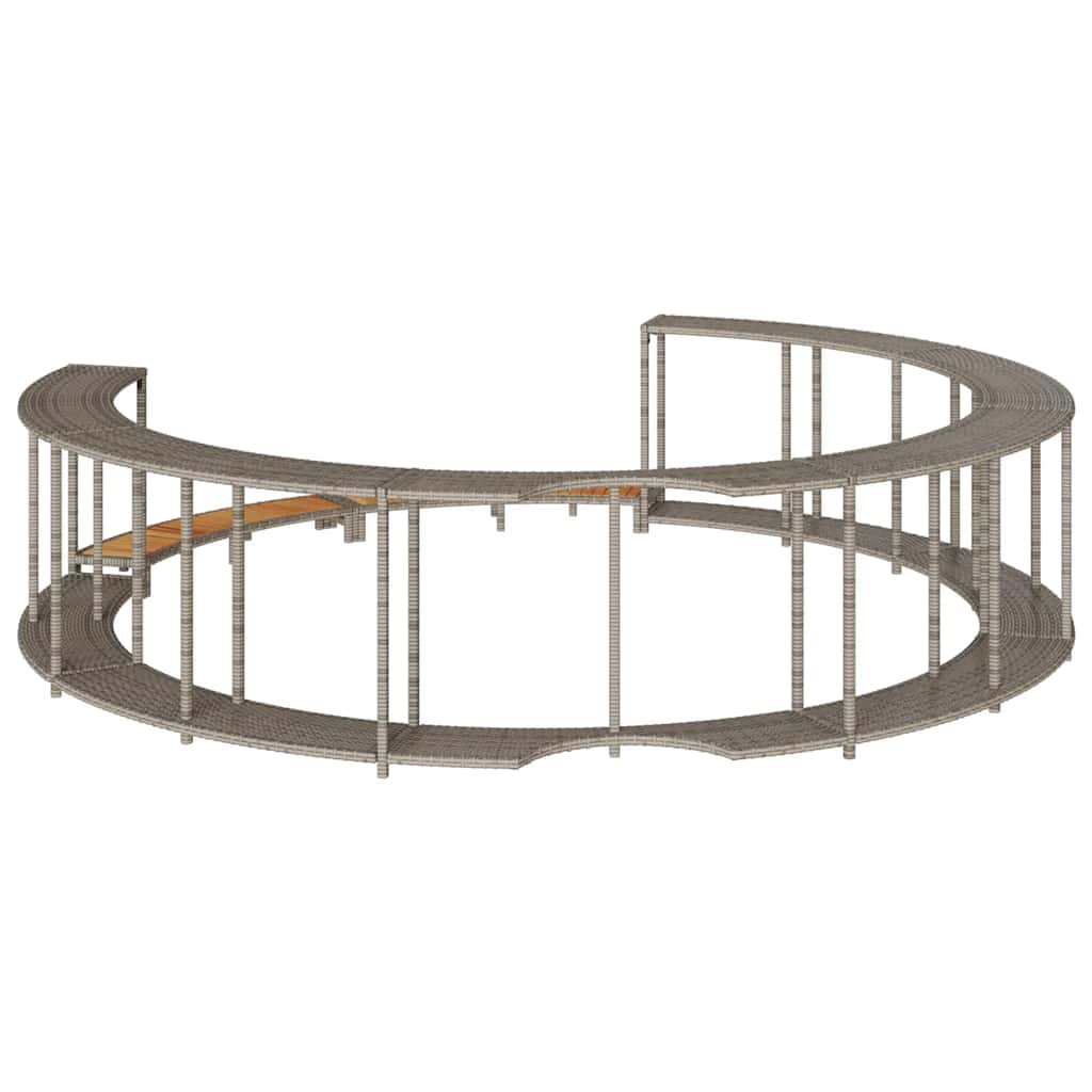 Bordure de spa avec rangement et marches en bois polyrotin - gris - number 7.