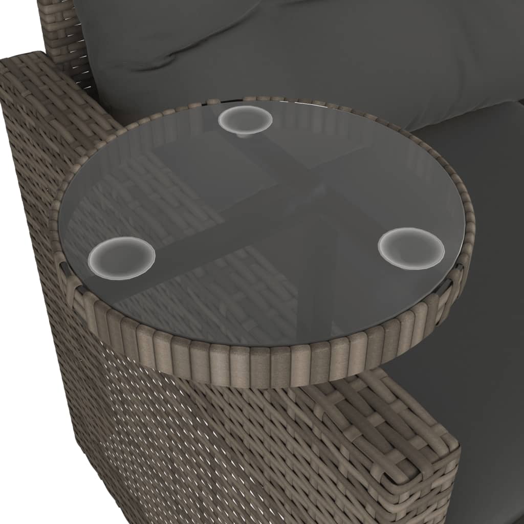 Hagesofasett 3 deler med puter polyrattan - grå, 1 - number 9.