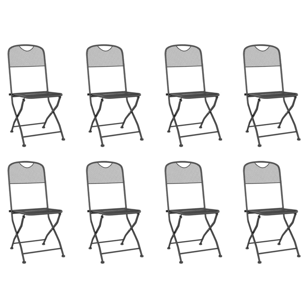 Sada zahradního jídelního stolu 9 kusů kov a síťovina antracitově šedá - délka stolu 165 cm, 8 - number 3.