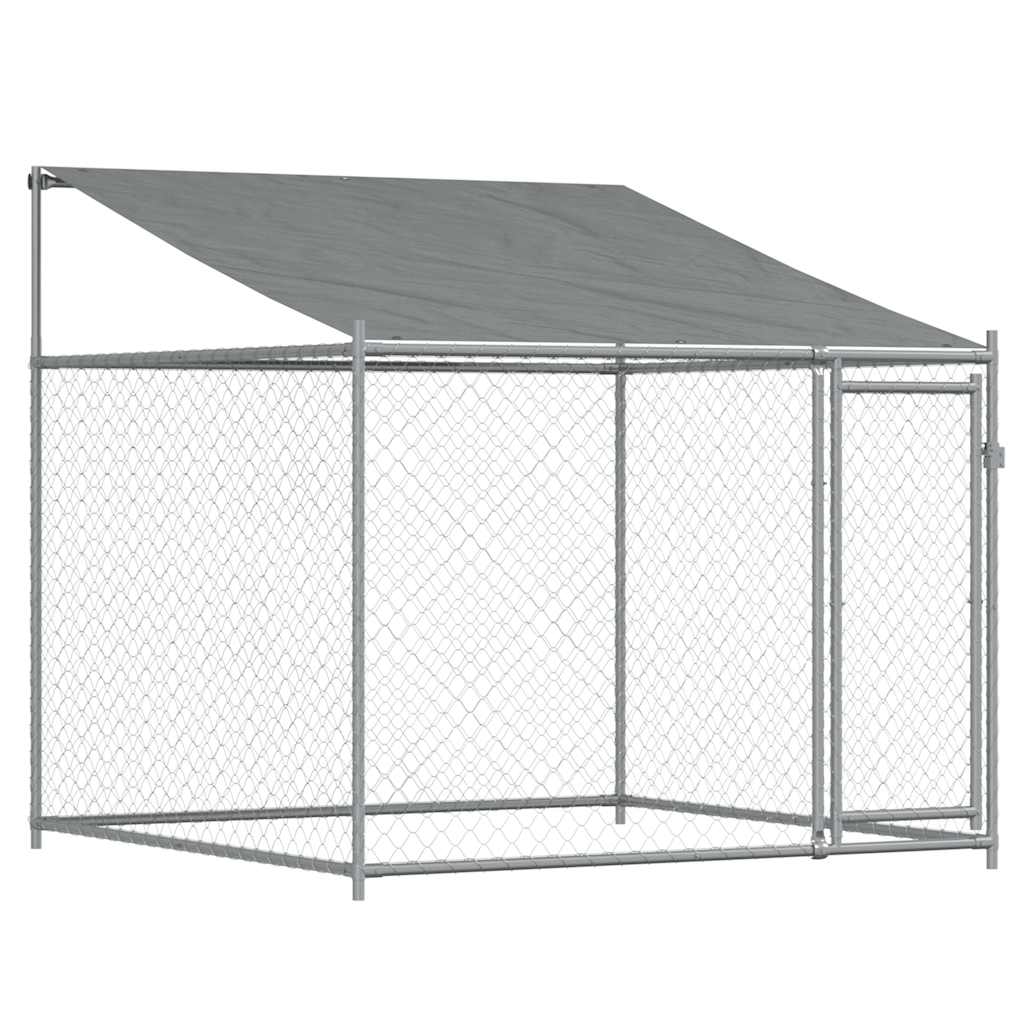 Niche pour chien avec toit et portail en acier galvanisé gris - 2 x 2 x 2 m, 1, 1 portail - number 2.