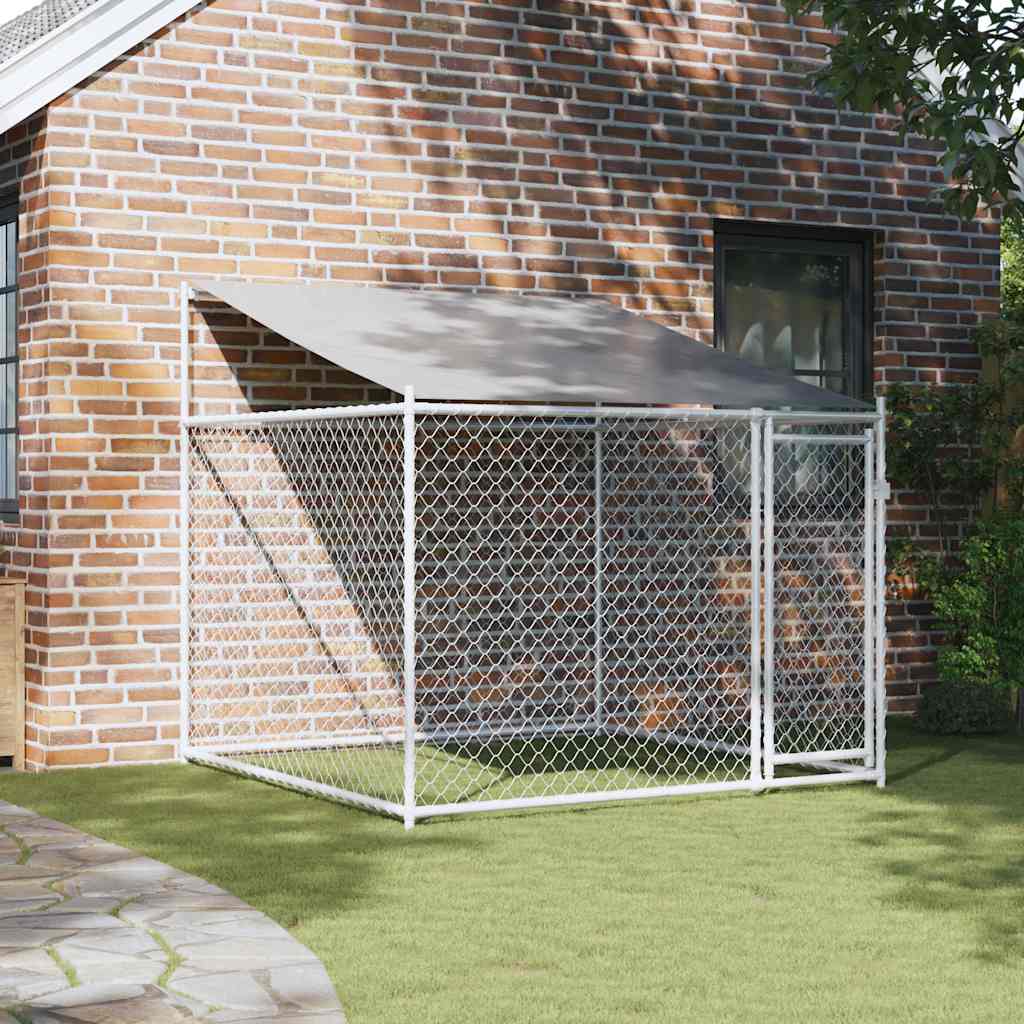Niche pour chien avec toit et portail en acier galvanisé gris - 2 x 2 x 2 m, 1, 1 portail - number 3.
