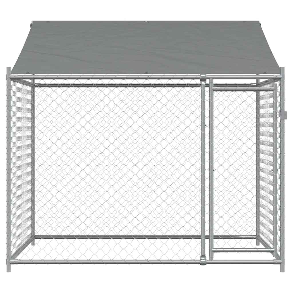 Niche pour chien avec toit et portail en acier galvanisé gris - 2 x 2 x 2 m, 1, 1 portail - number 4.