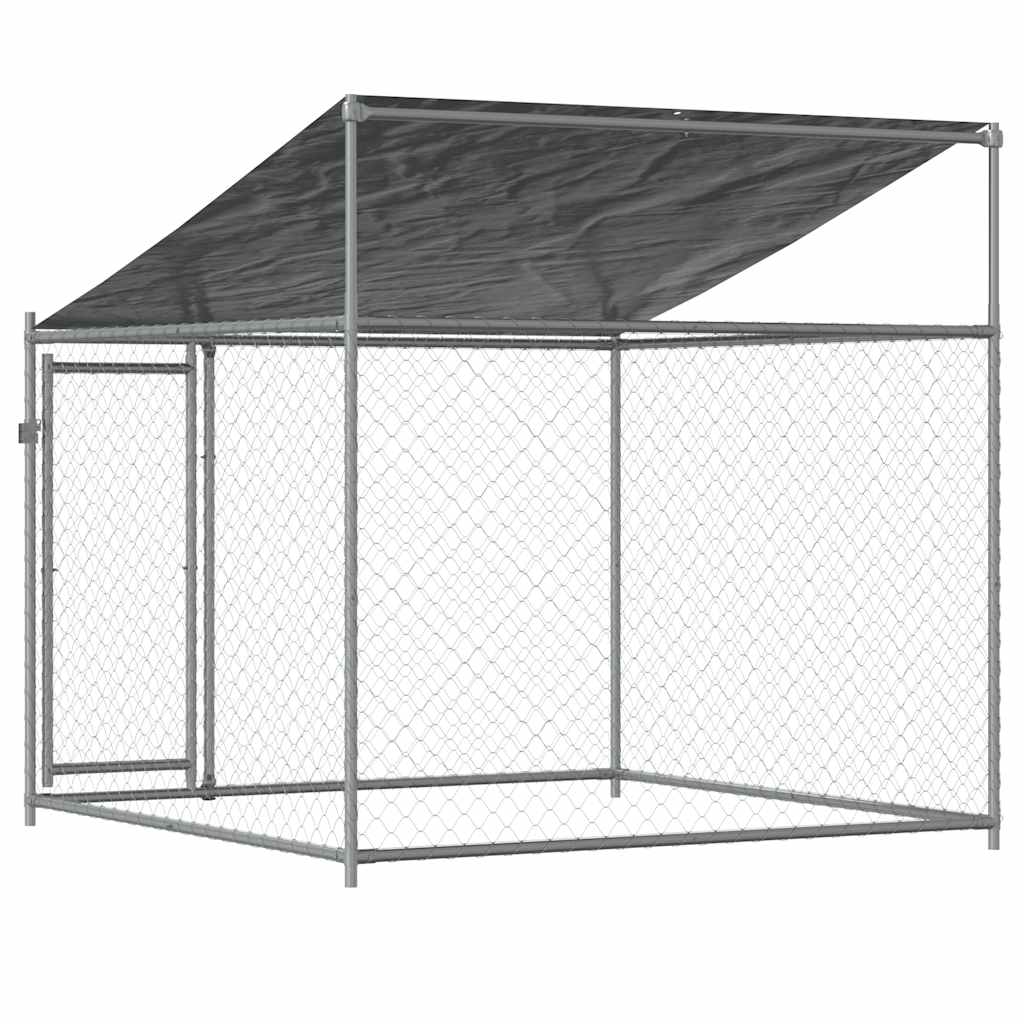 Niche pour chien avec toit et portail en acier galvanisé gris - 2 x 2 x 2 m, 1, 1 portail - number 6.