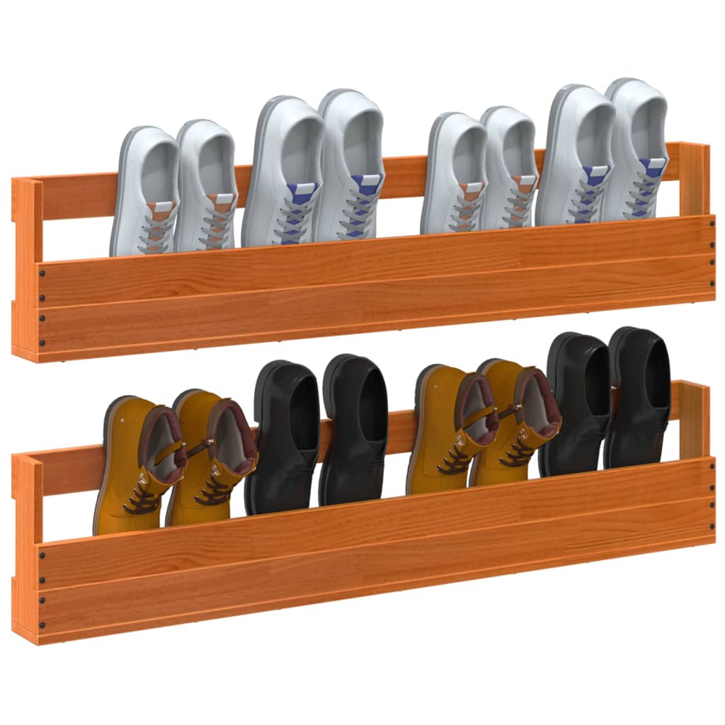 Zidne police za cipele 2 kom. 110x8,5x23,5 cm puna borovina - 110 x 8 5 x 23 5 cm (šxdxv) - number 4.