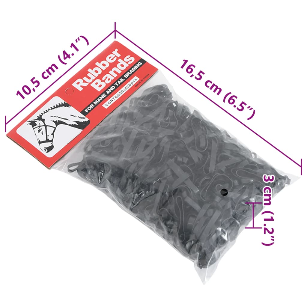 Manen elastieken voor paarden 400 st. siliconen zwart - number 7.