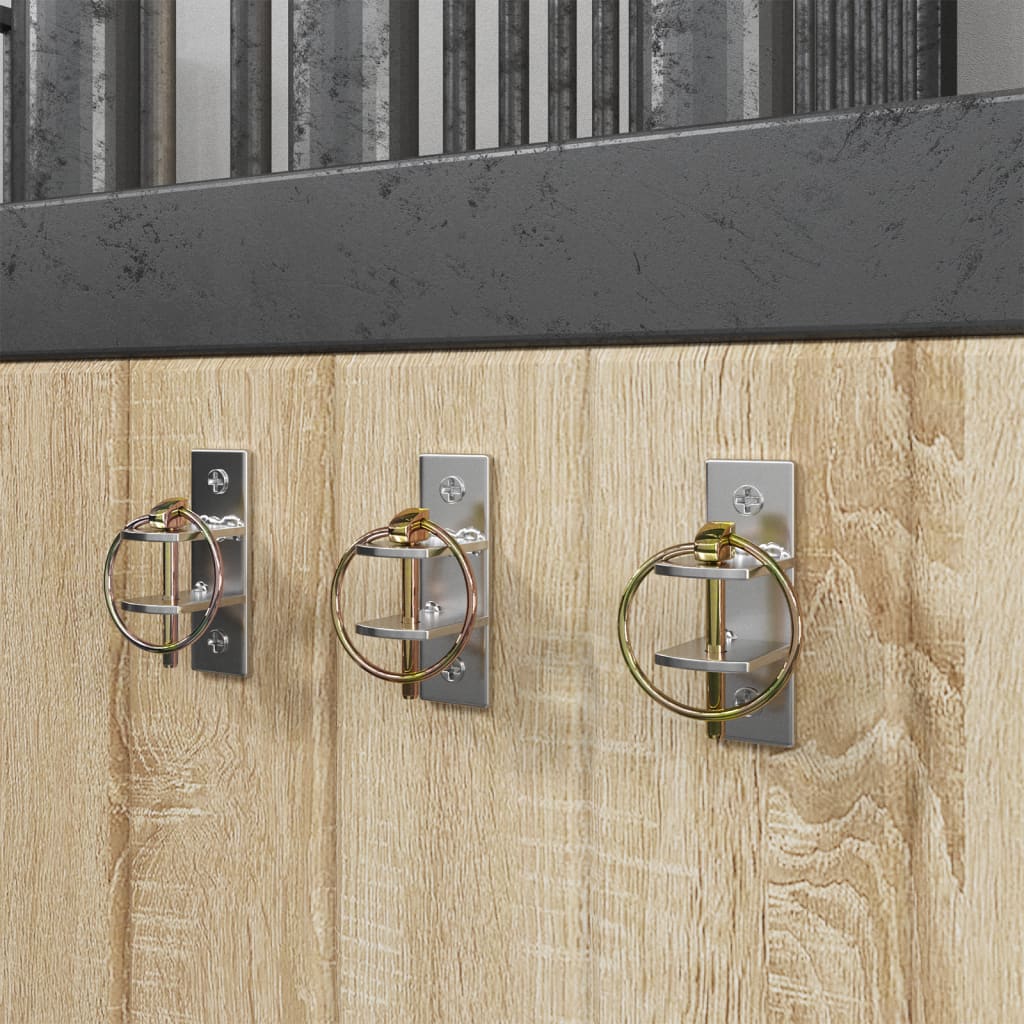 Spandkroge 3 stk. vægmonteret stål sølvfarvet og brun - number 1.