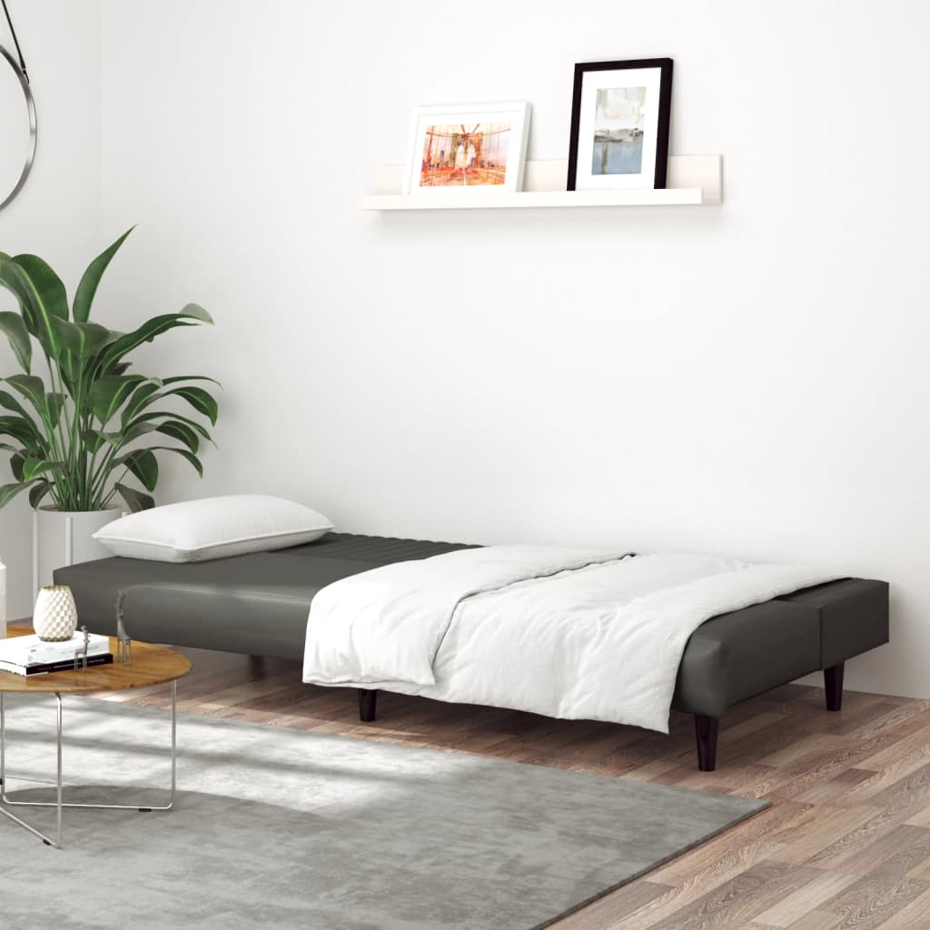 2 -person sofa bed artificial leather - grey, without armrests - number 3.