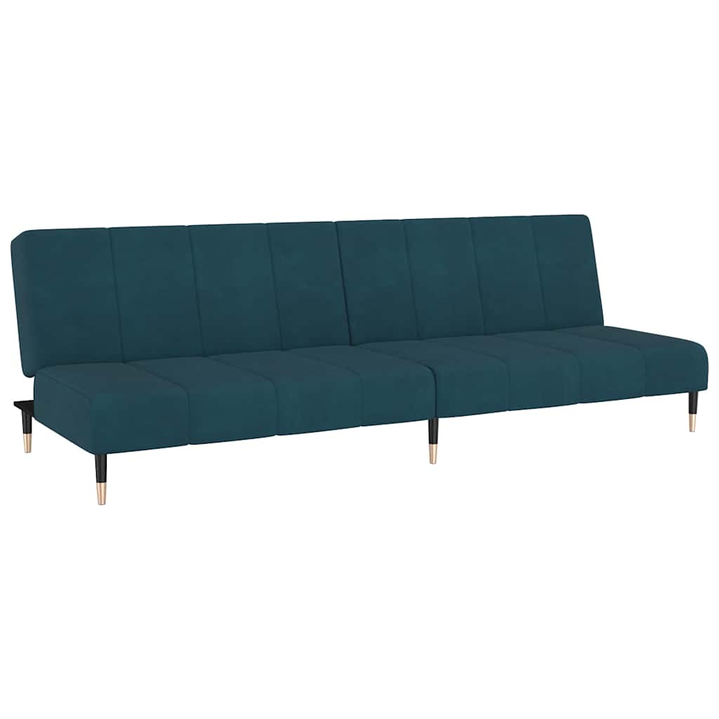 2 -osobowe sofa aksamitna - niebieski, bez podłokówek - number 2.