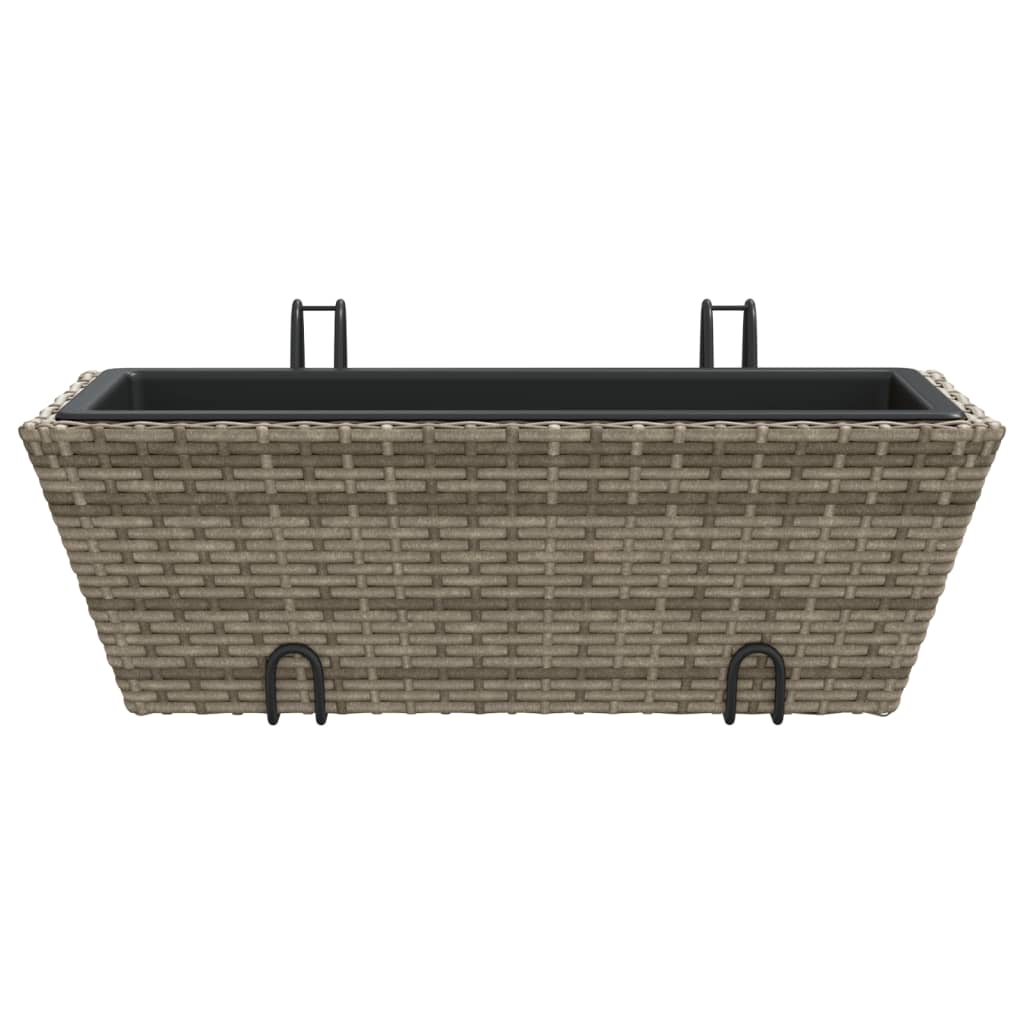 Planters with hooks 2 pcs. polyrattan - grey, 54 x 22 x 18 cm, 1 - number 5.