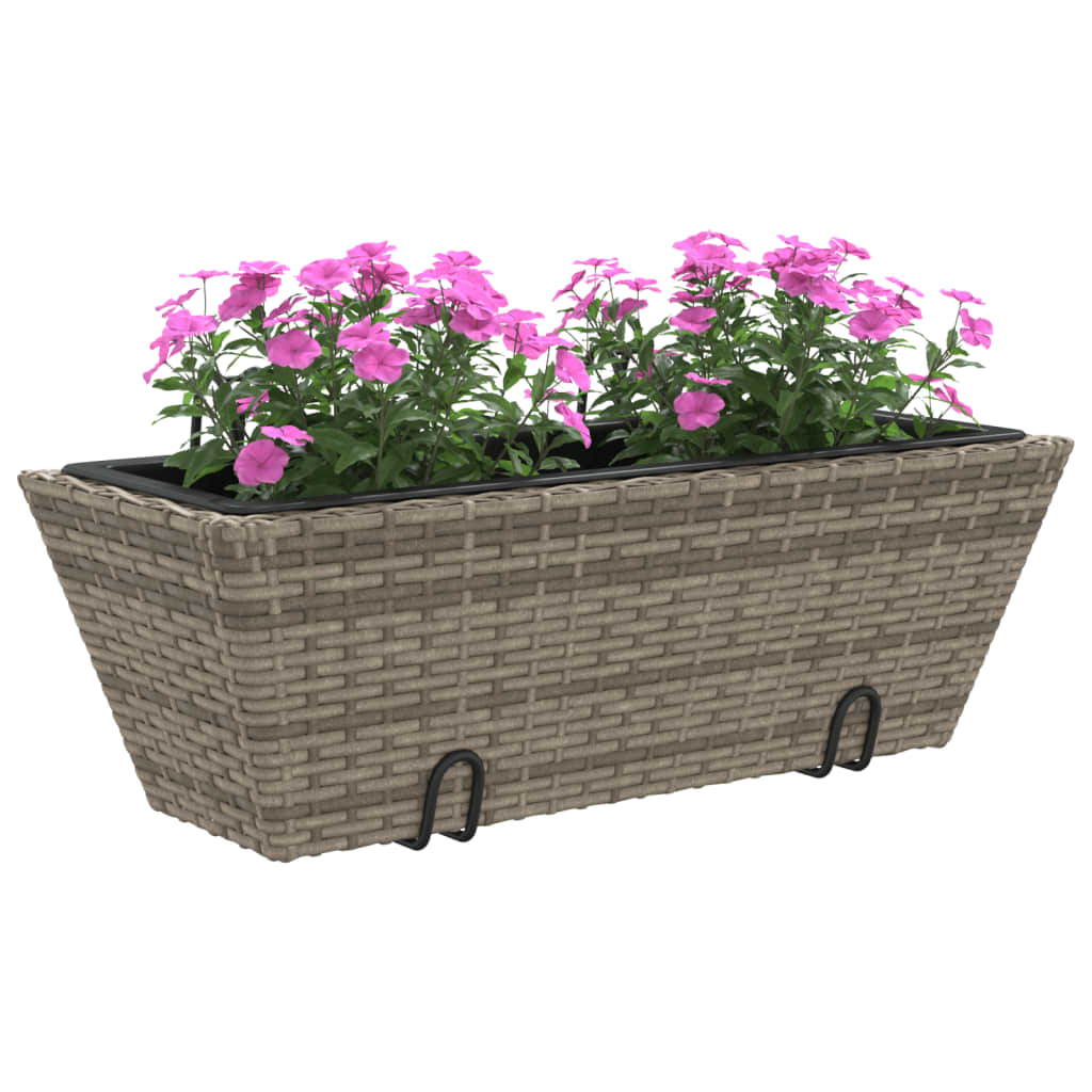 Planters with hooks 2 pcs. polyrattan - grey, 54 x 22 x 18 cm, 1 - number 4.