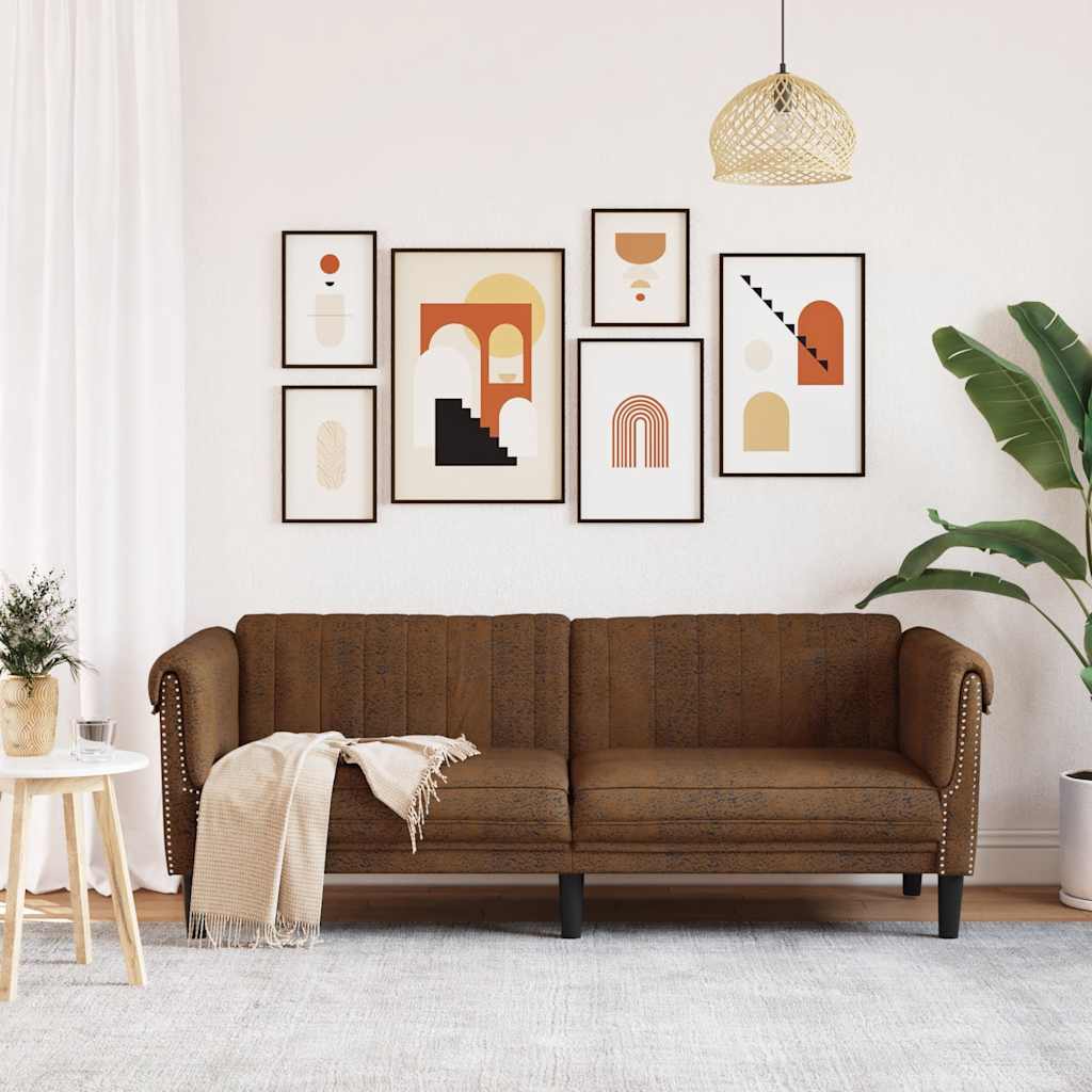 3-personers sofa imiteret ruskind - brun, 3-sædet - number 3.