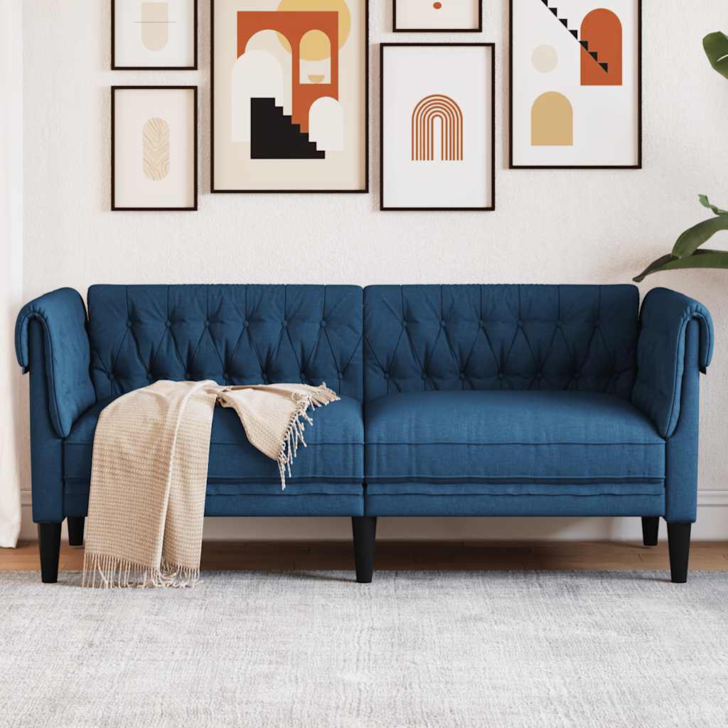 2-personers chesterfield-sofa stof - blå, 2-sædet - number 1.