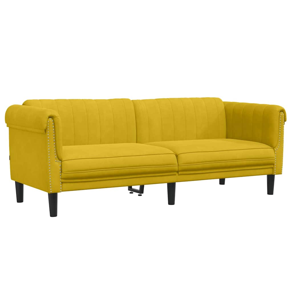 Sofa 3-osobowa welurowa - żółta, 3-osobowa - number 2.