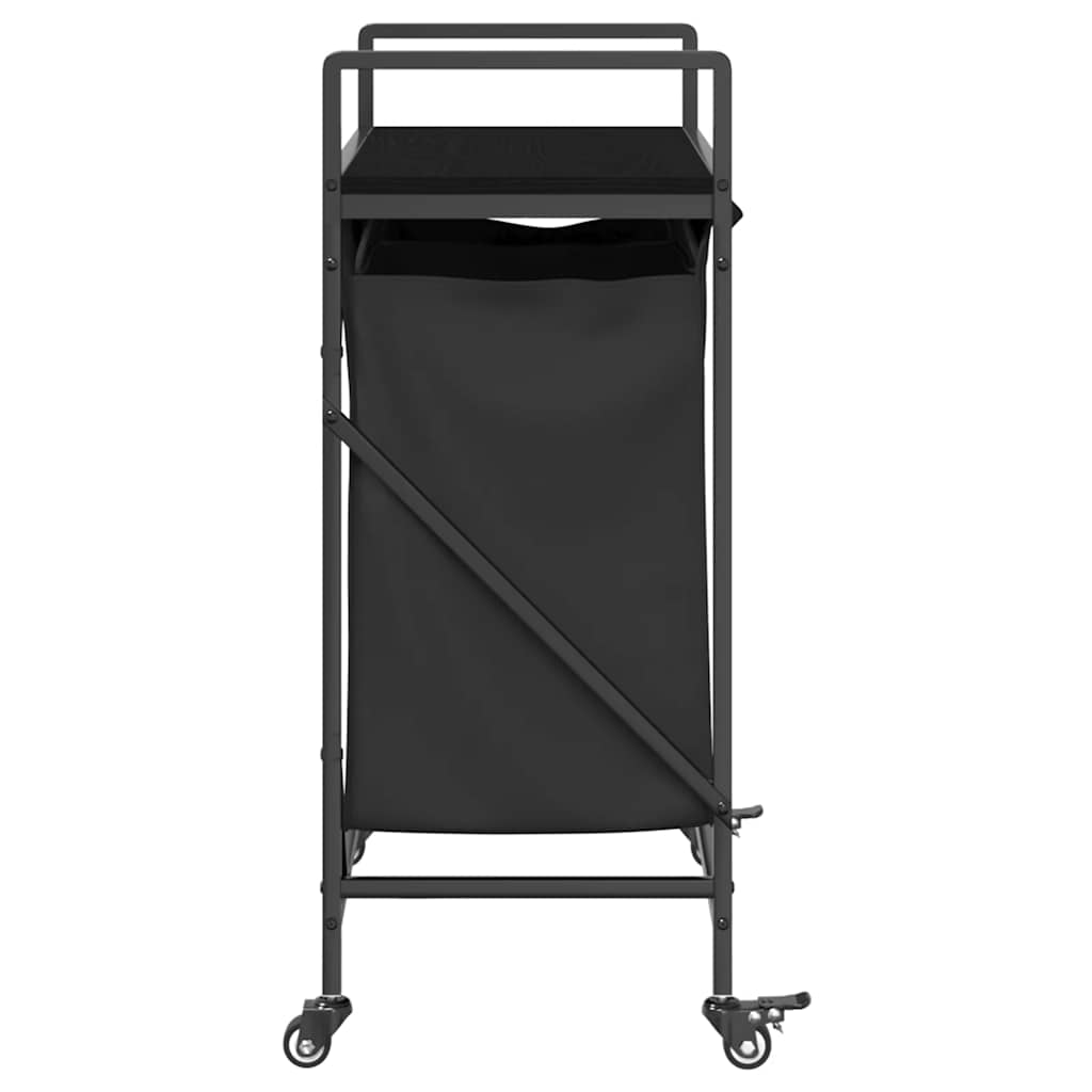 Laundry basket 2 compartments with wheels black oak color - 1, black oak, 2 bags - number 7.