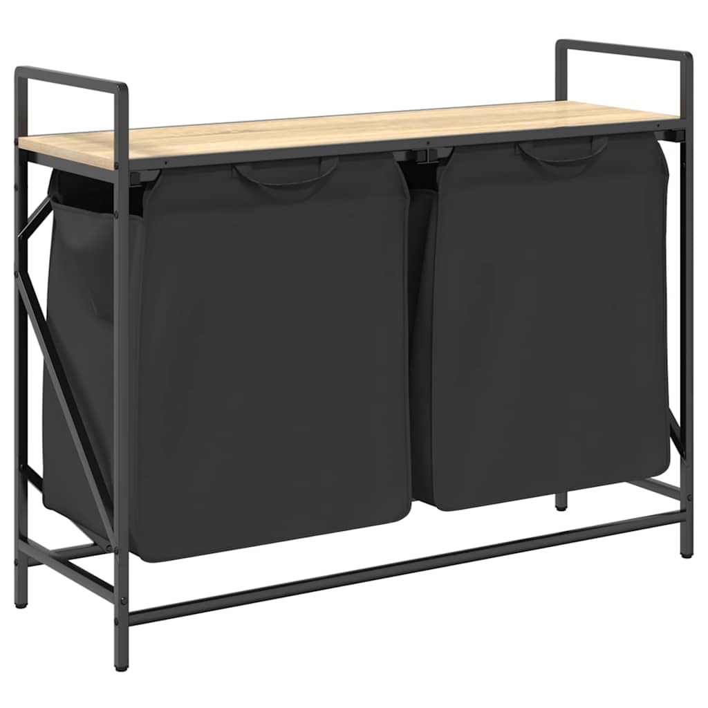 Vasketøjskurv 2 rum med hylde - sonoma-eg, 1, 2 bags - number 2.