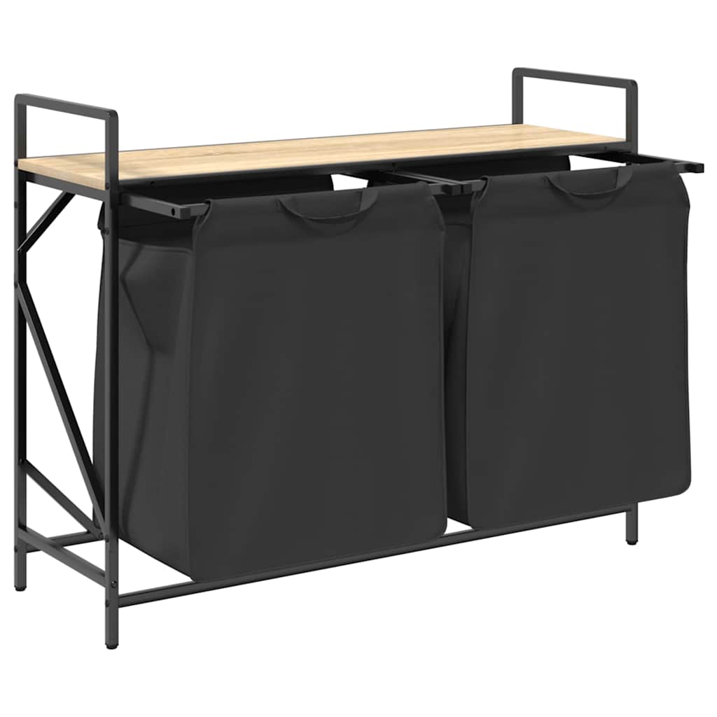 Vasketøjskurv 2 rum med hylde - sonoma-eg, 1, 2 bags - number 5.