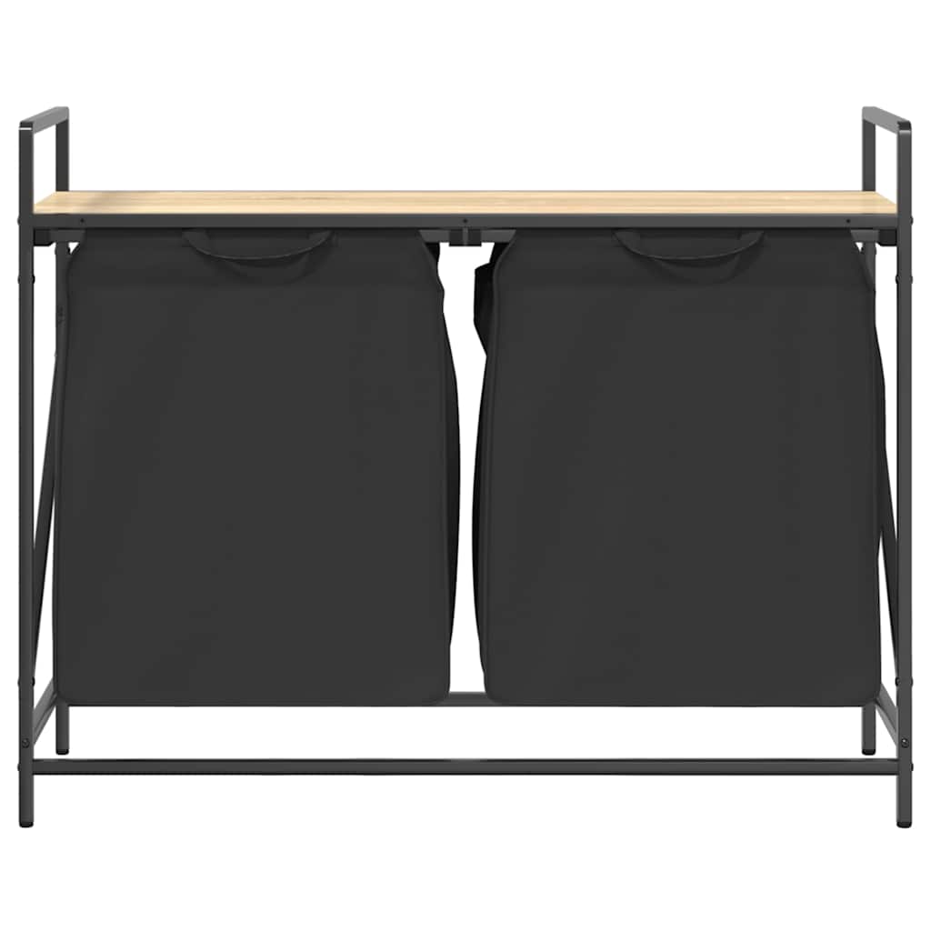 Vasketøjskurv 2 rum med hylde - sonoma-eg, 1, 2 bags - number 6.