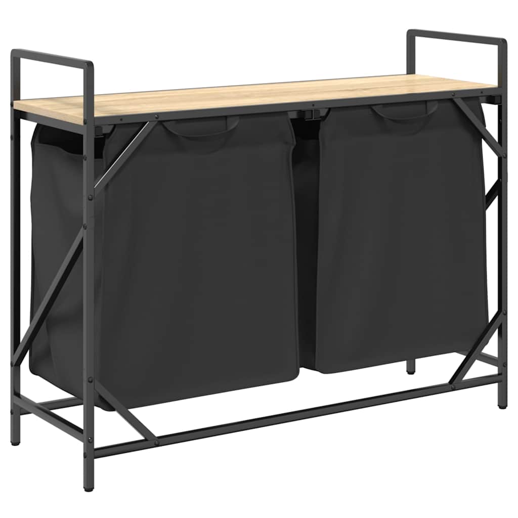 Vasketøjskurv 2 rum med hylde - sonoma-eg, 1, 2 bags - number 8.