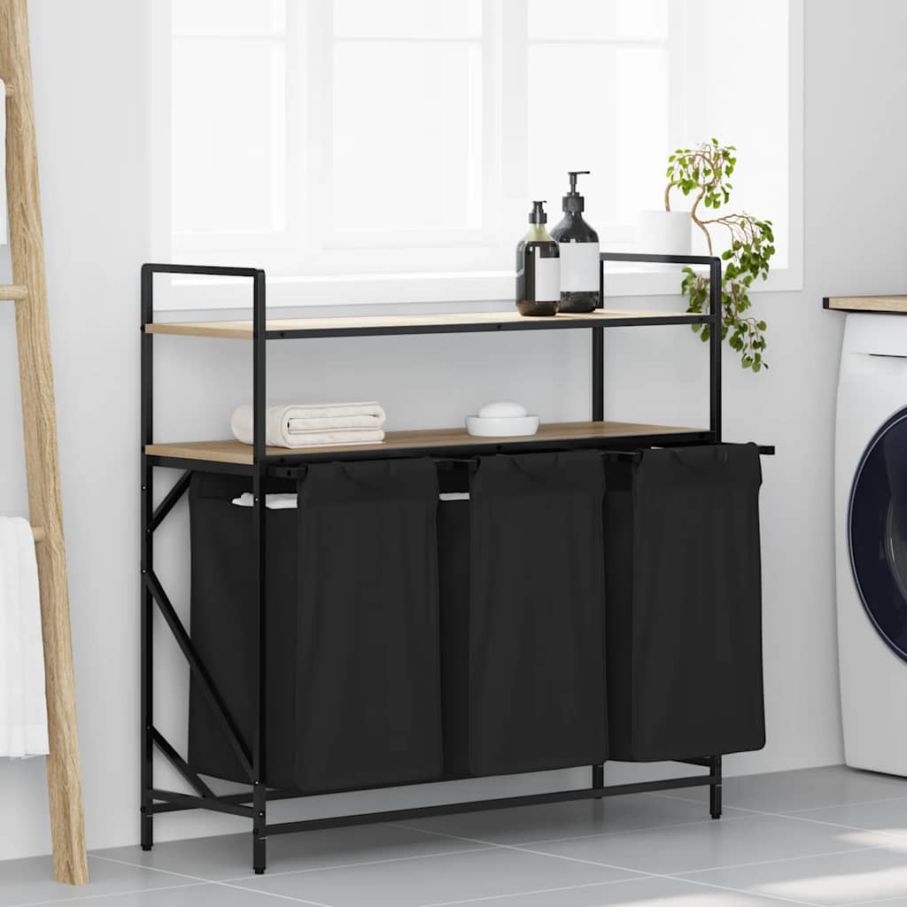 Vasketøjskurv 3 rum med hylder - sonoma-eg, 1, 3 tasker - number 1.