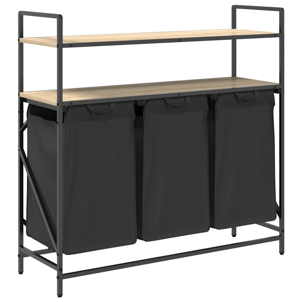 Vasketøjskurv 3 rum med hylder - sonoma-eg, 1, 3 tasker - number 2.