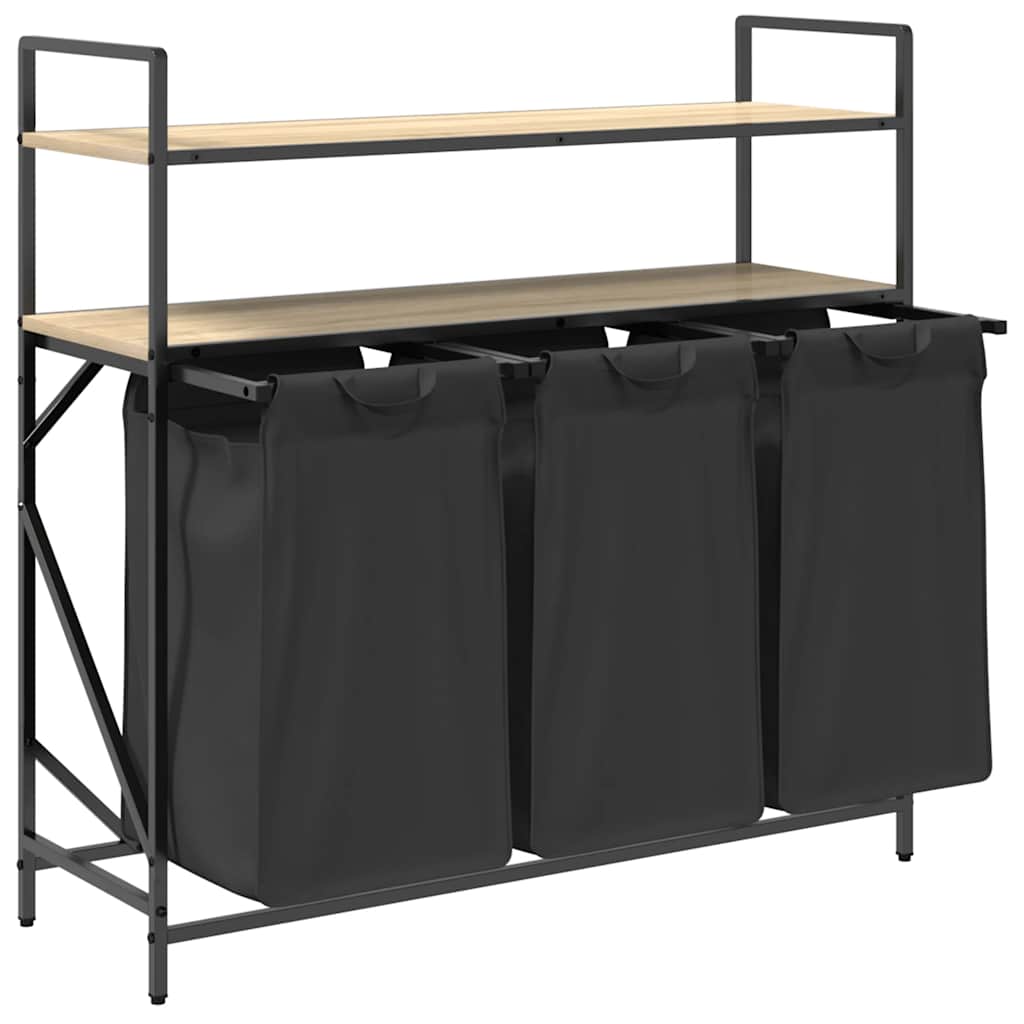 Vasketøjskurv 3 rum med hylder - sonoma-eg, 1, 3 tasker - number 5.