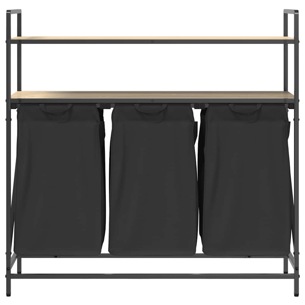 Vasketøjskurv 3 rum med hylder - sonoma-eg, 1, 3 tasker - number 6.