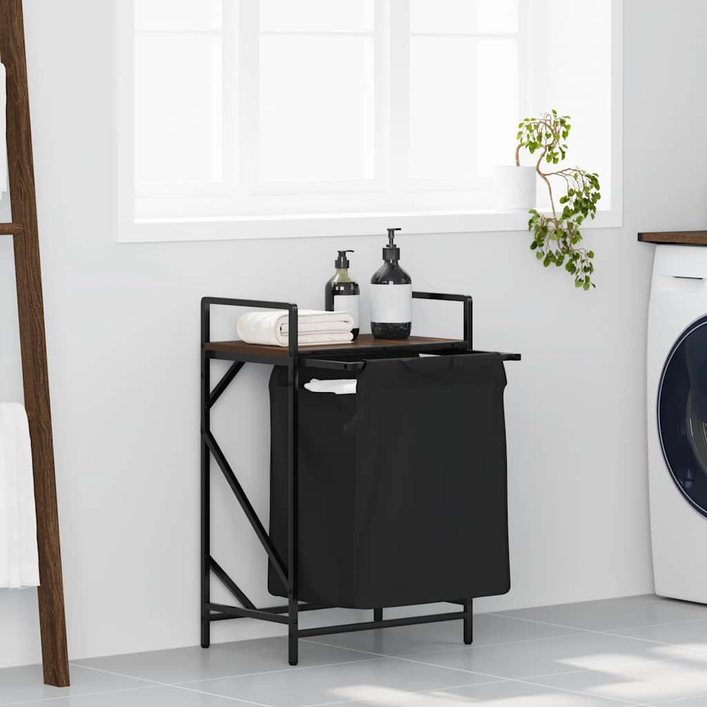 Vasketøjskurv 1 rum med hylde brun egetræsfarve - number 1.