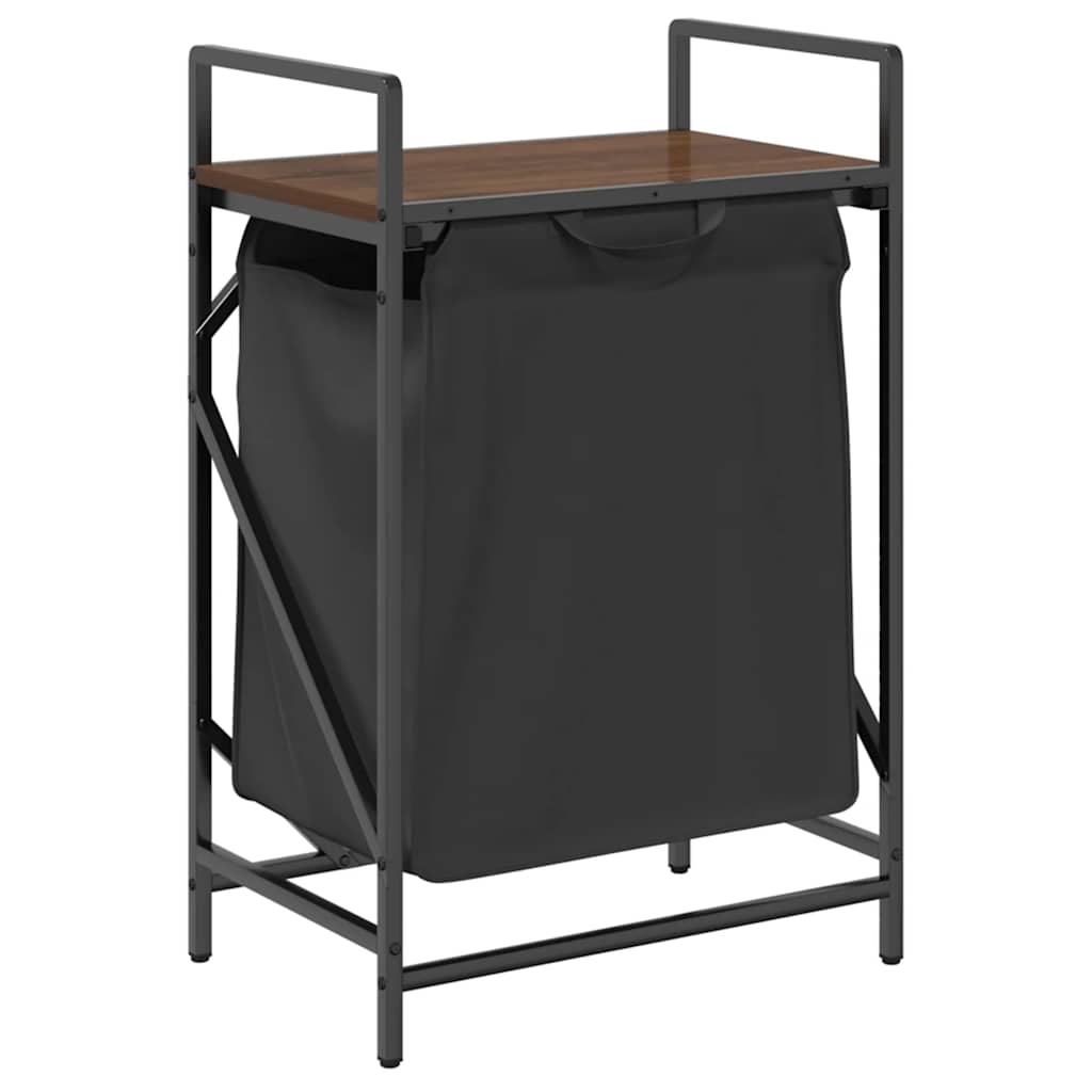 Laundry basket 1 compartment with shelf brown oak color - number 2.