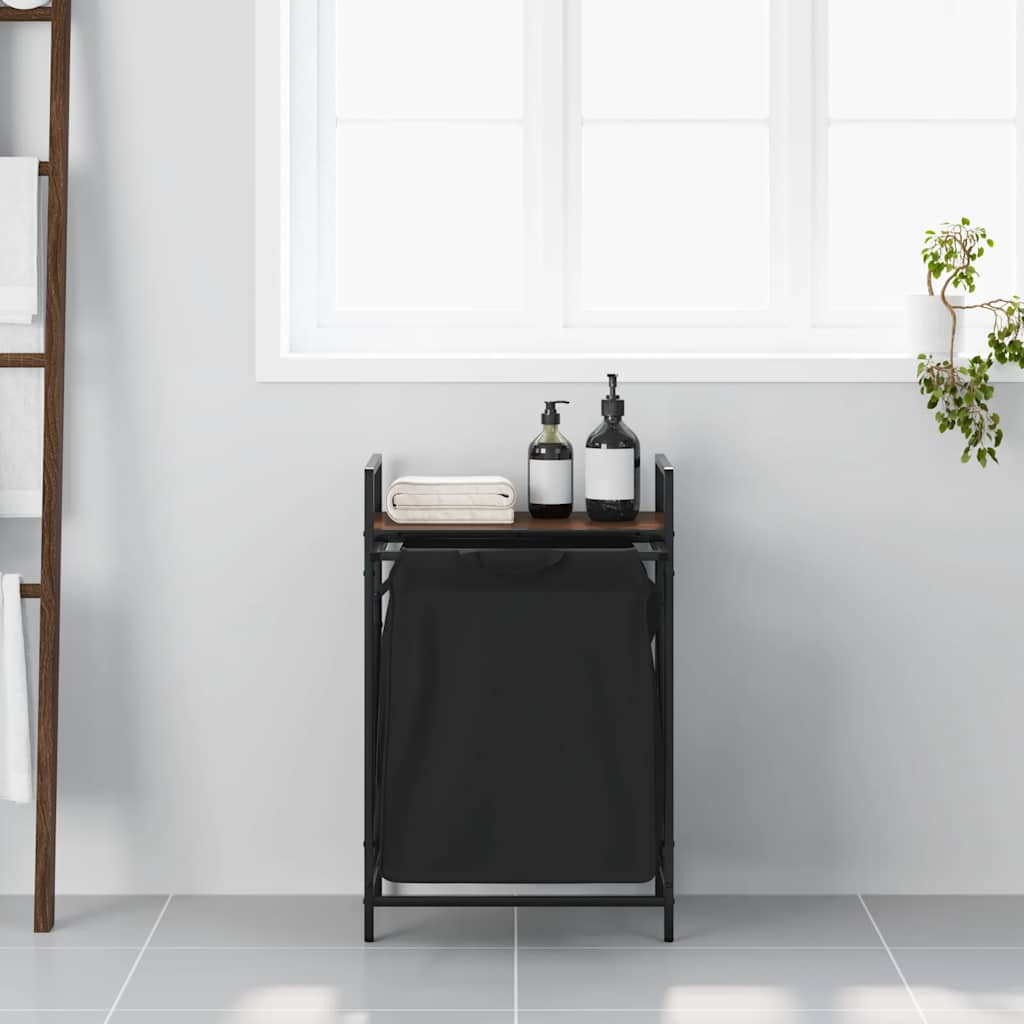 Laundry basket 1 compartment with shelf brown oak color - number 3.