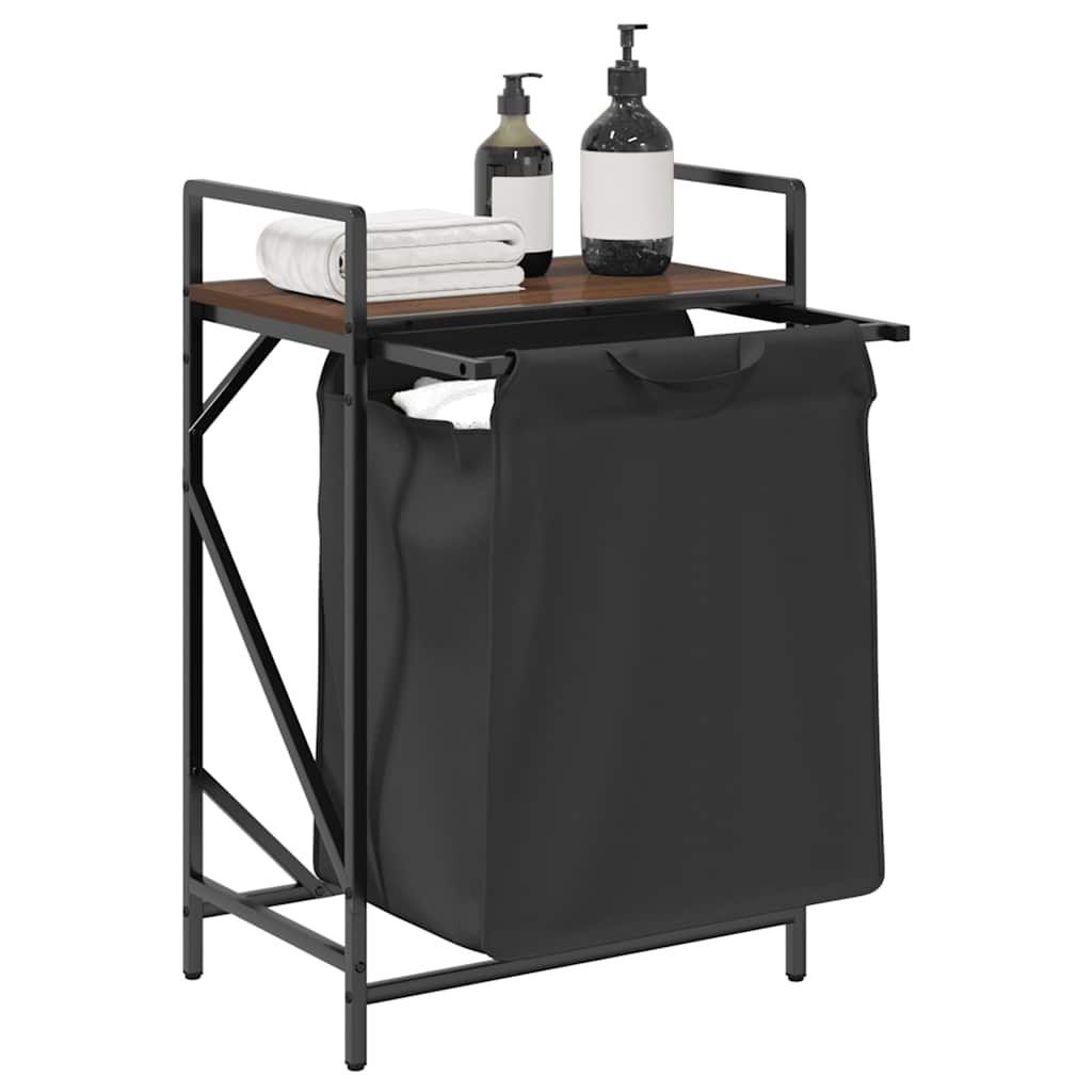 Laundry basket 1 compartment with shelf brown oak color - number 4.