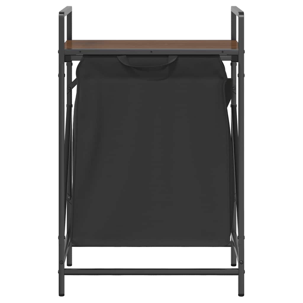 Laundry basket 1 compartment with shelf brown oak color - number 6.