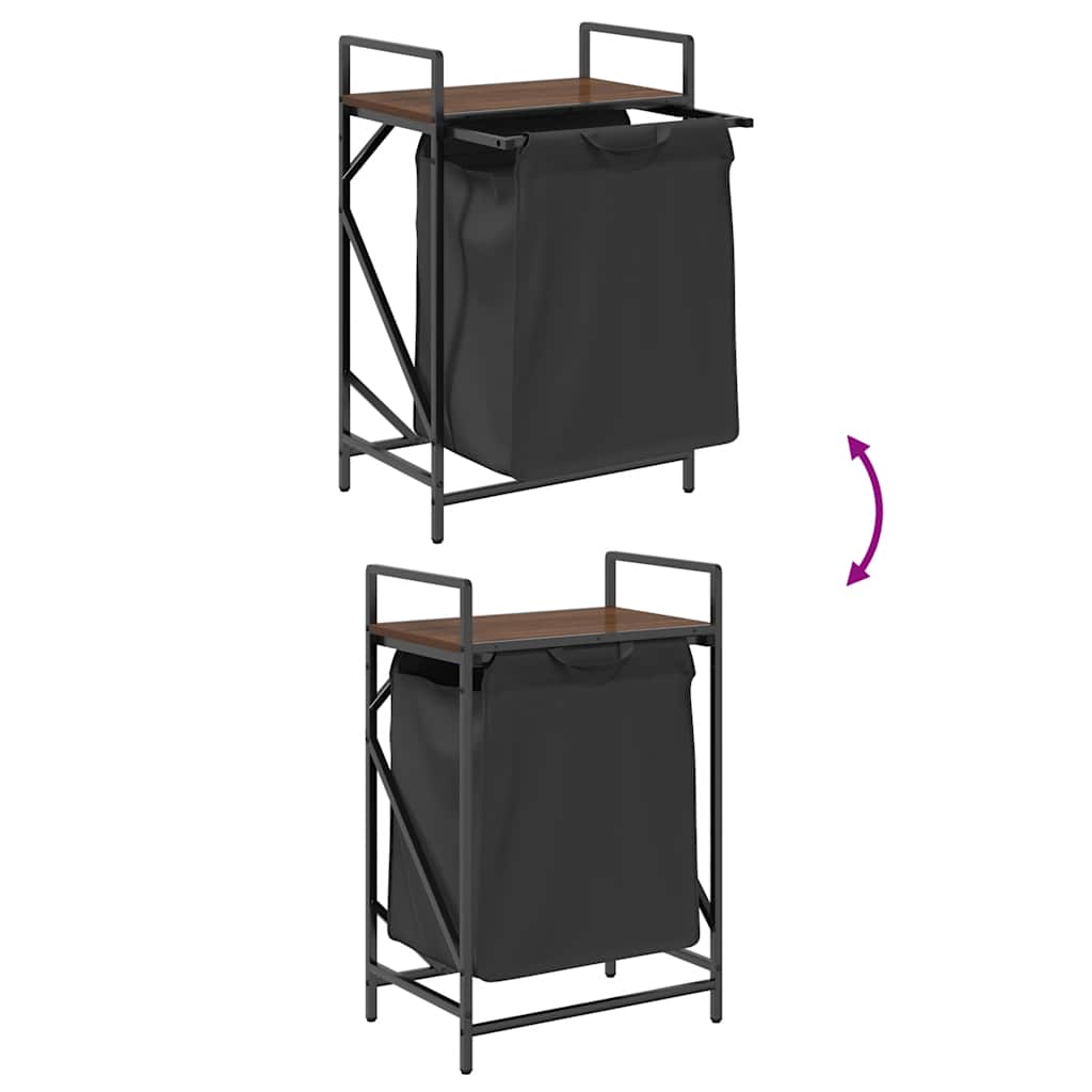 Laundry basket 1 compartment with shelf brown oak color - number 10.