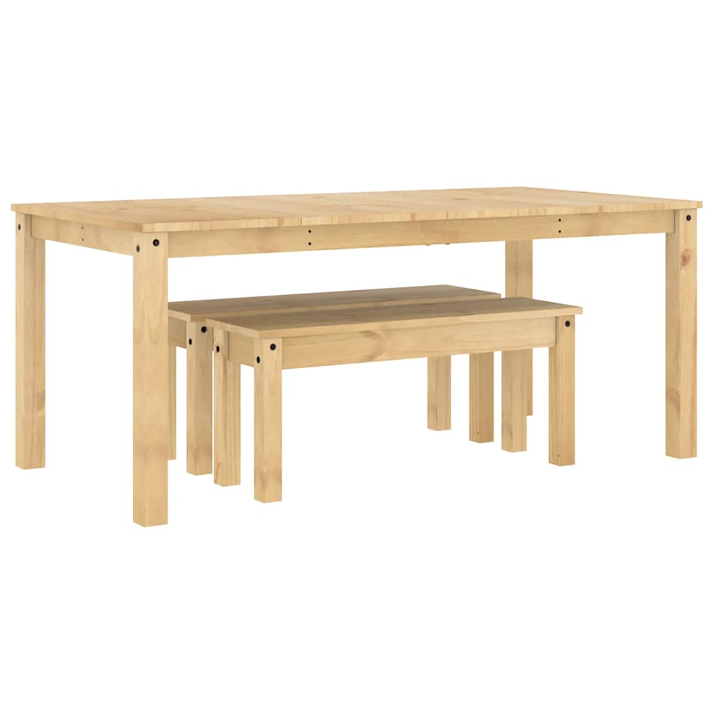 Set za trčanje 3 dijela panama masivni bora - prirodna boja, 180 cm, 2x klupa, 1 - number 2.