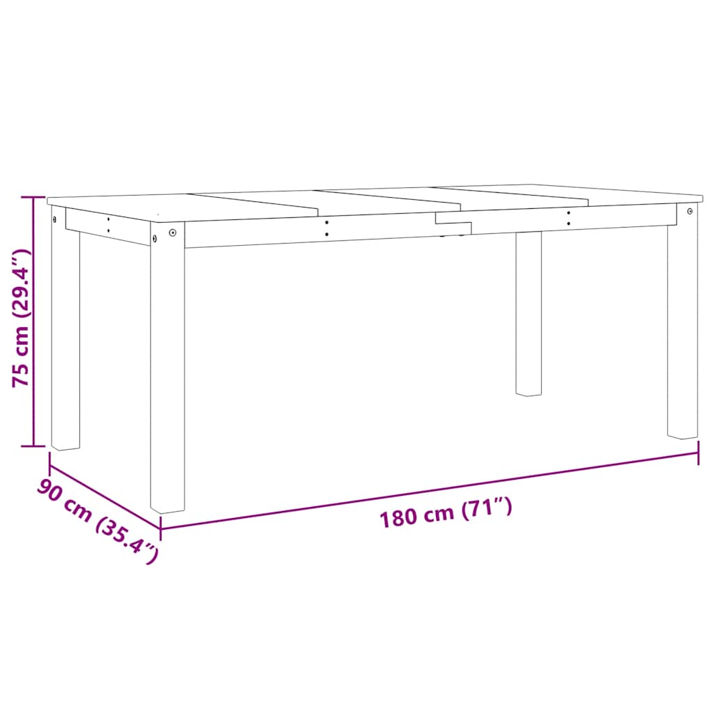 Set za trčanje 3 dijela panama masivni bora - prirodna boja, 180 cm, 2x klupa, 1 - number 12.