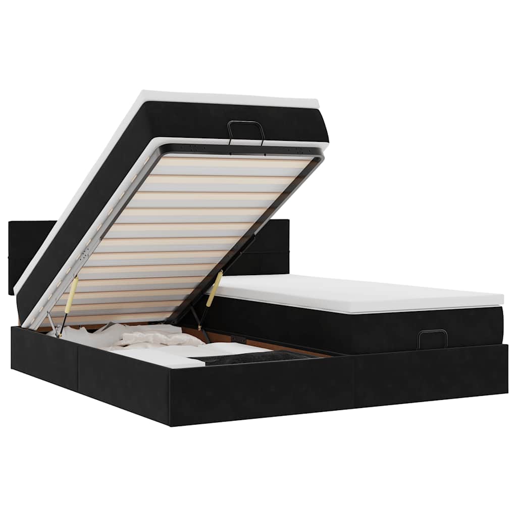 Okvir u otomanskom krevetu s madracima velvet - black, 180 x 200 cm, blok s kvadratima - number 2.