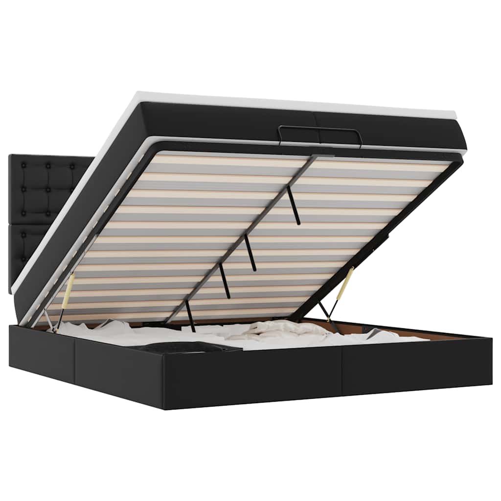 Osmannisk sengeramme med madrasser kunstlæder - sort, 200 x 200 cm - number 2.