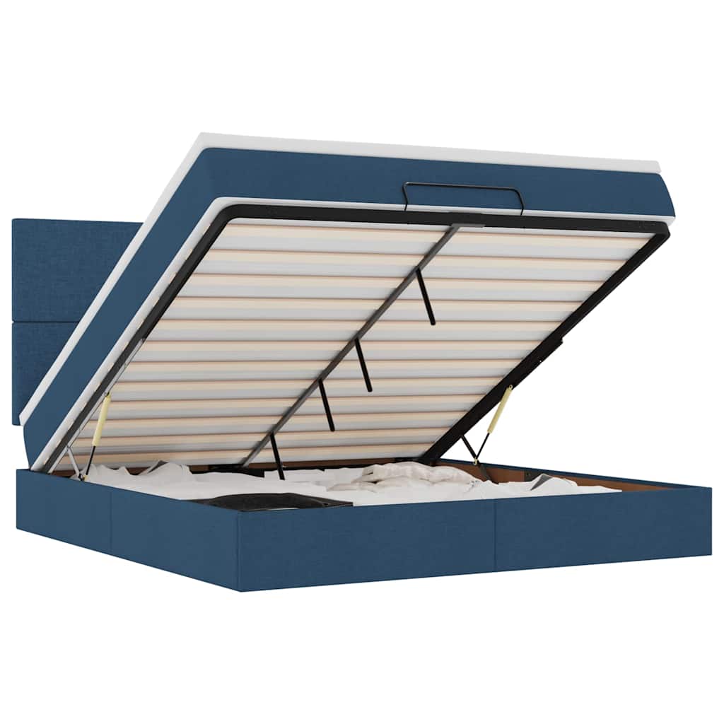 Osmańska rama łóżka z materacem - niebieski, 160 x 200 cm, z jednolitym wzorem - number 2.